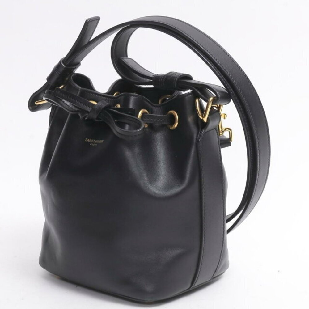 Saint Laurent Black Leather Emmanuel Bag Shoulder Drawstring - Picture 3 of 10